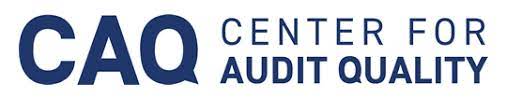 Logo for the Center for Audit QUality (CAQ): Bold navy letters on a white background